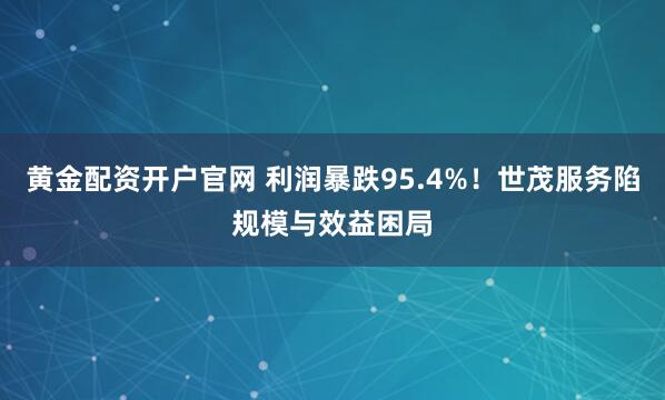 黄金配资开户官网 利润暴跌95.4%！世茂服务陷规模与效益困局